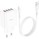 Зарядний пристрій HOCO C102A Fuerza QC3.0 four-port charger set(iP) White (6931474777720)