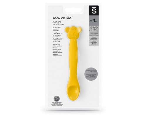 Набір дитячого посуду Suavinex Ложка силіконова, жовта мавпа (401353)