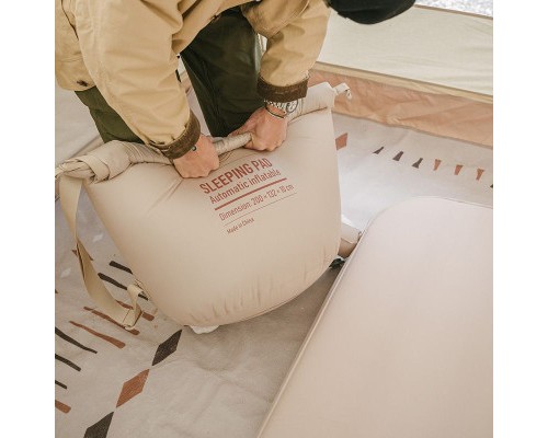 Туристичний килимок Naturehike Самонадувний 10 см одинарний NH20FCD08 бежевий (6927595720004)