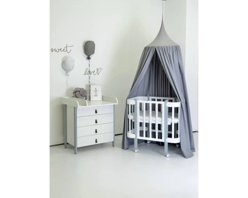 Ліжечко Ingvart трансформер Nika 70 Slim з опускною боковинкою (70х94, 70х120) біло-сіре (872900117040)