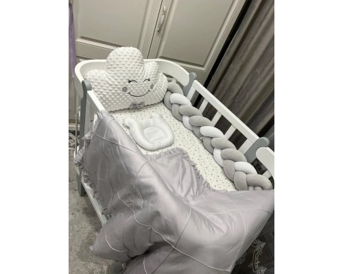 Ліжечко Ingvart трансформер Nika 70 Slim з опускною боковинкою (70х94, 70х120) біло-сіре (872900117040)