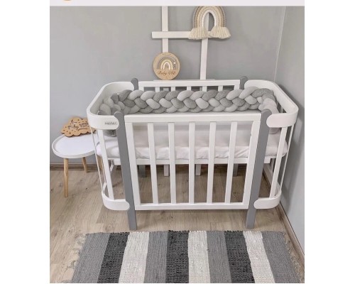 Ліжечко Ingvart трансформер Nika 70 Slim з опускною боковинкою (70х94, 70х120) біло-сіре (872900117040)