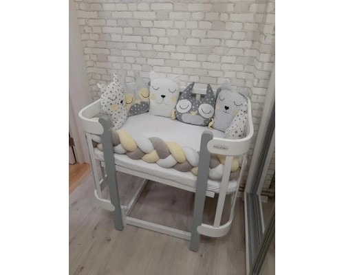 Ліжечко Ingvart трансформер Nika 70 Slim з опускною боковинкою (70х94, 70х120) біло-сіре (872900117040)