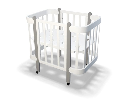 Ліжечко Ingvart трансформер Nika 70 Slim з опускною боковинкою (70х94, 70х120) біло-сіре (872900117040)