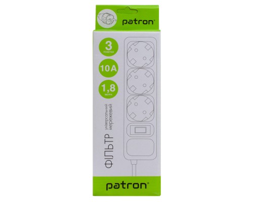 Мережевий фільтр живлення Patron EXT-PN-SP-1032, 1.8m Black (EXT-PN-SP-1032)