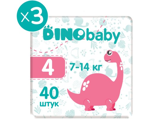 Підгузки Dino Baby Розмір 4 (7-14 кг) 120 шт (3 пачки по 40 шт) (2000998941239)