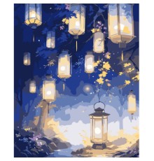Картина по номерам Santi Чарівний ліс з ліхтариками, 40*50см, LED підсвітка (955108)