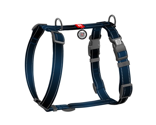 Шлея для собак WAUDOG Nylon Mono анатомічна H-подібна з QR паспортом, пластиковий фастекс, L чорна (54581)