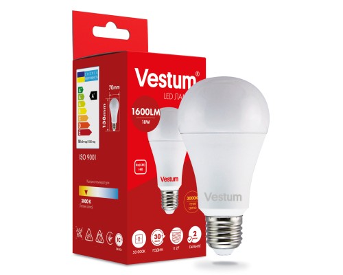 Лампочка Vestum LED A70 18W 3000K 220V E27 (1-VS-1112)