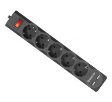 Мережевий фільтр живлення Defender DFS 751, 1.8m, 5роз., 2xUSB (99751)