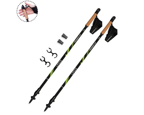 Палиці для скандинавської ходи PowerPlay 9104 Lykke Black/Green 80-135 см (PP_9104_LYKKE)
