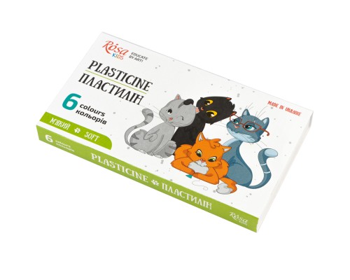 Пластилін Rosa Kids Cats, зі стеком, 6 кольорів 96 г (4823098541585)