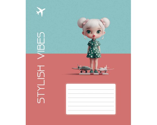 Зошит Школярик Stylish vibes 12 аркушів клітинка (012-3568K)