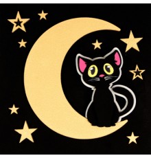 Картина по номерам Rosa Talent 3D Котик на місяці МДФ ґрунтоване, 18х18 см (4823098536239)