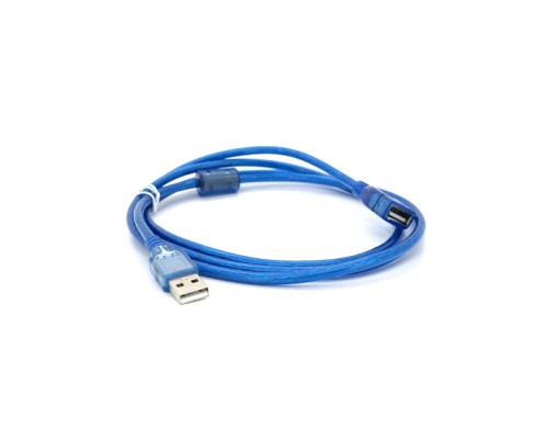 Дата кабель USB 2.0 AM/AF 1.5m ferrite transparent blue Voltronic (YT-AM/AF-1.5TBL)