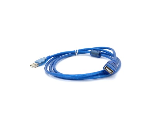 Дата кабель USB 2.0 AM/AF 1.5m ferrite transparent blue Voltronic (YT-AM/AF-1.5TBL)