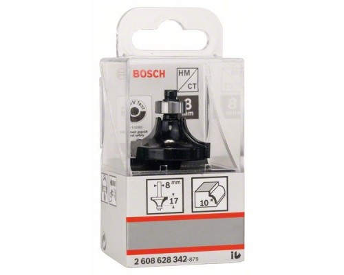 Фреза Bosch Professional карнизна, Std, S8, R10, L16.5 (2.608.628.342)