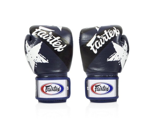 Боксерські рукавички Fairtex BGV1 Nation Print Blue 14 унцій (бинти в комплекті) (BGV1_Print_14oz_Blue)