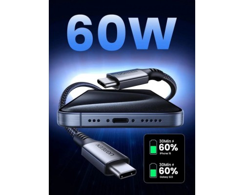 Дата кабель USB-C to USB-C 1.0m 60W US567 black UGREEN (15373)