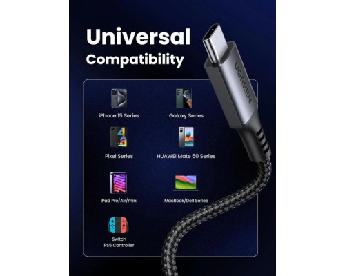 Дата кабель USB-C to USB-C 1.0m 60W US567 black UGREEN (15373)