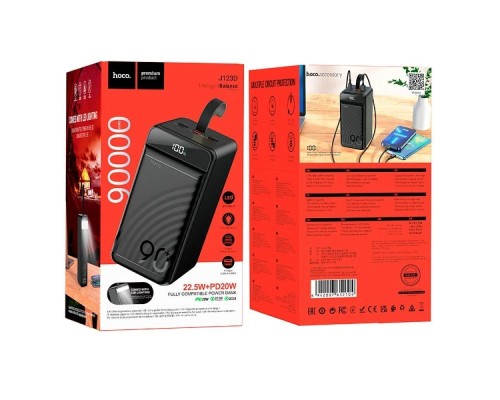 Батарея універсальна HOCO 90000mAh Element PD/20W, QC/FCP/SCP/AFC/22.5W, LCD, LED Lamp Black (J123D / 714778)