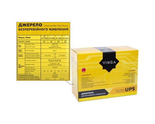 Пристрій безперебійного живлення Vinga LCD 1200VA metal case (VPC-1200M)