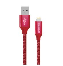 Дата кабель USB 2.0 AM to Lightning 2.0m red ColorWay (CW-CBUL007-RD)