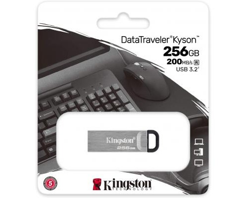 USB флеш накопичувач Kingston 256GB DT Kyson Silver/Black USB 3.2 (DTKN/256GB) 