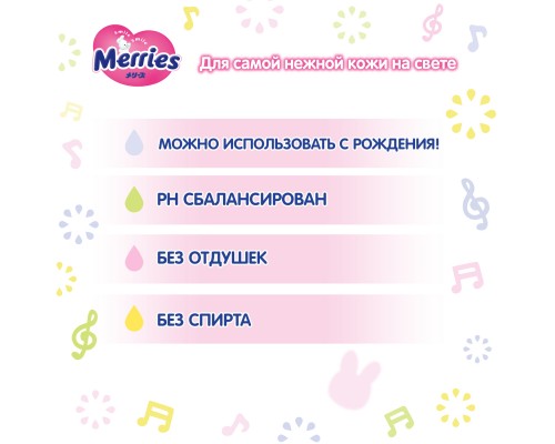 Дитячі вологі серветки Merries запасний блок 54 шт (4901301239976)