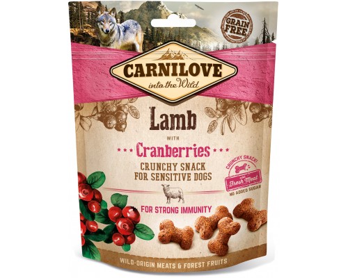 Ласощі для собак Carnilove Crunchy Snack з ягням, журавлиною та м'ясом 200 г (8595602527250)