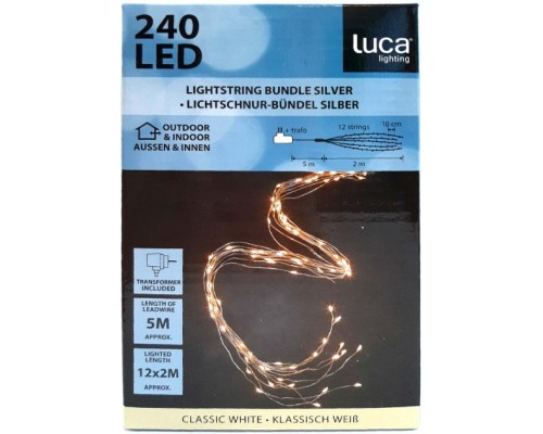 Гірлянда Luca Lighting Оберемок струн 2 м срібна струна теплий білий (8718861853377)