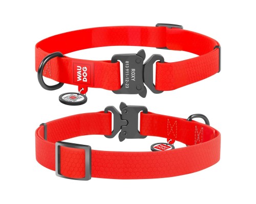 Нашийник для тварин WAUDOG Waterproof з QR паспортом M Ш 20 мм Д 24-40 см(червоний) (27933)