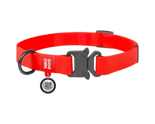 Нашийник для тварин WAUDOG Waterproof з QR паспортом M Ш 20 мм Д 24-40 см(червоний) (27933)