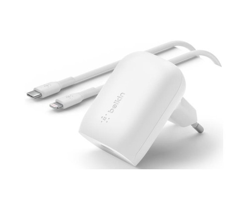 Зарядний пристрій Belkin Home Charger 30W PD PPS USB-С - Lightning 1m (WCA005VF1MWH-B5)