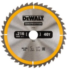 Диск пильний DeWALT СONSTRUCTION , 216 х 30, 40 z, АТВ, -5 градусів, універсальне застосування (DT1953)