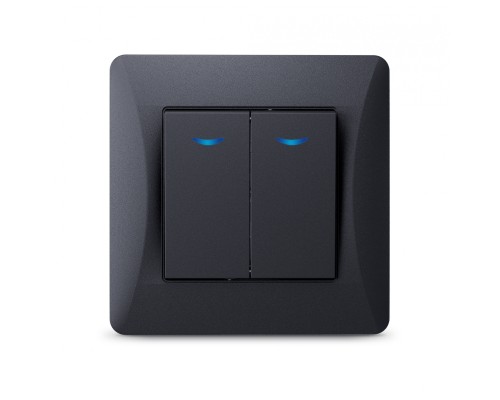 Вимикач Videx BINERA 2кл з підсвіткою чорний графіт (VF-BNSW2L-BG)