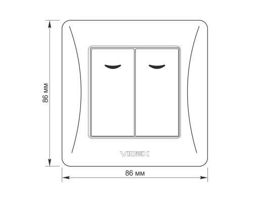 Вимикач Videx BINERA 2кл з підсвіткою чорний графіт (VF-BNSW2L-BG)