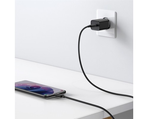 Зарядний пристрій Baseus 1xUSB 25W (USB-C) + Cable Type-C black (TZCCSUP-L01)