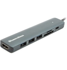 Концентратор USB Type-C to HDMI, 3x USB Type-A, SD, TF, USB Type-C PD100W PowerPlant (CA913848)
