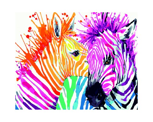 Картина по номерам ZiBi Веселкові зебри 40*50 см ART Line (ZB.64256)