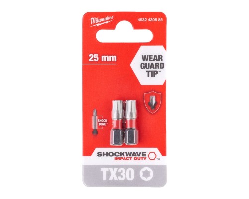 Набір біт Milwaukee SHOCKWAVE TX30, 25мм, 2шт (4932430885)