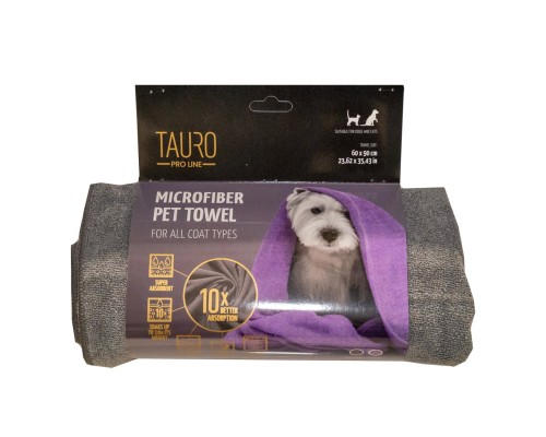 Рушник для тварин Tauro Pro Line з мікрофібри 60х90 см сірий (TPL63396)