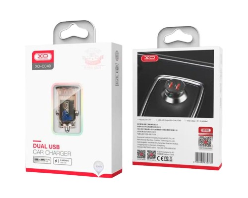 Зарядний пристрій XO CC49 2USB 2.4A (Black/Brown) (XO-CC49)