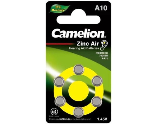 Батарейка А10 / PR70 Zinc-Air * 6 Camelion (А10-BP6) 