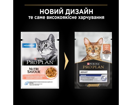 Вологий корм для кішок Purina Pro Plan Adult Indoor Nutrisavour Для кішок, що живуть у приміщенні З лососем 85 г (8445290172990)