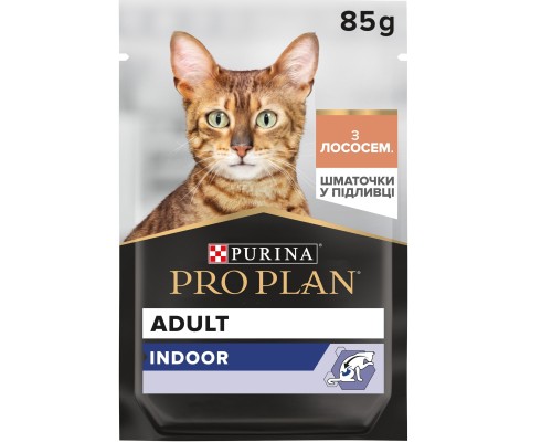 Вологий корм для кішок Purina Pro Plan Adult Indoor Nutrisavour Для кішок, що живуть у приміщенні З лососем 85 г (8445290172990)