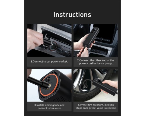 Автомобільний компресор Baseus Super Mini Inflator Pump Black (CRCQ000001)