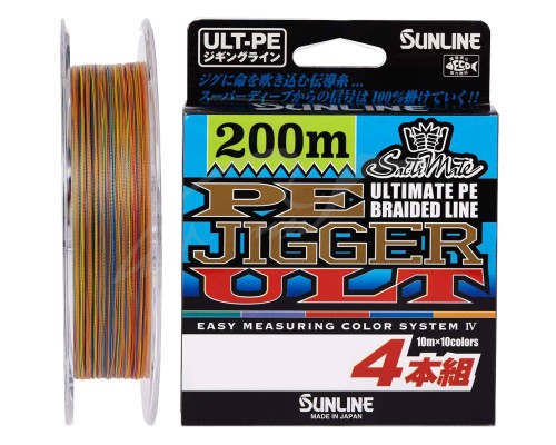 Шнур Sunline PE-Jigger ULT 200m 1.7/0.225mm 30lb/13.0kg Multi Color (1658.10.37)