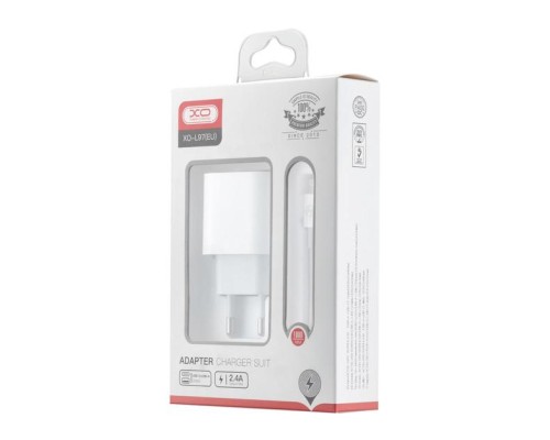 Зарядний пристрій XO L97 (1Type-C/1USB/2.4A) + Type-C - Lightning White (XO-L97-LG)