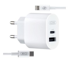 Зарядний пристрій XO L97 (1Type-C/1USB/2.4A) + Type-C - Lightning White (XO-L97-LG)